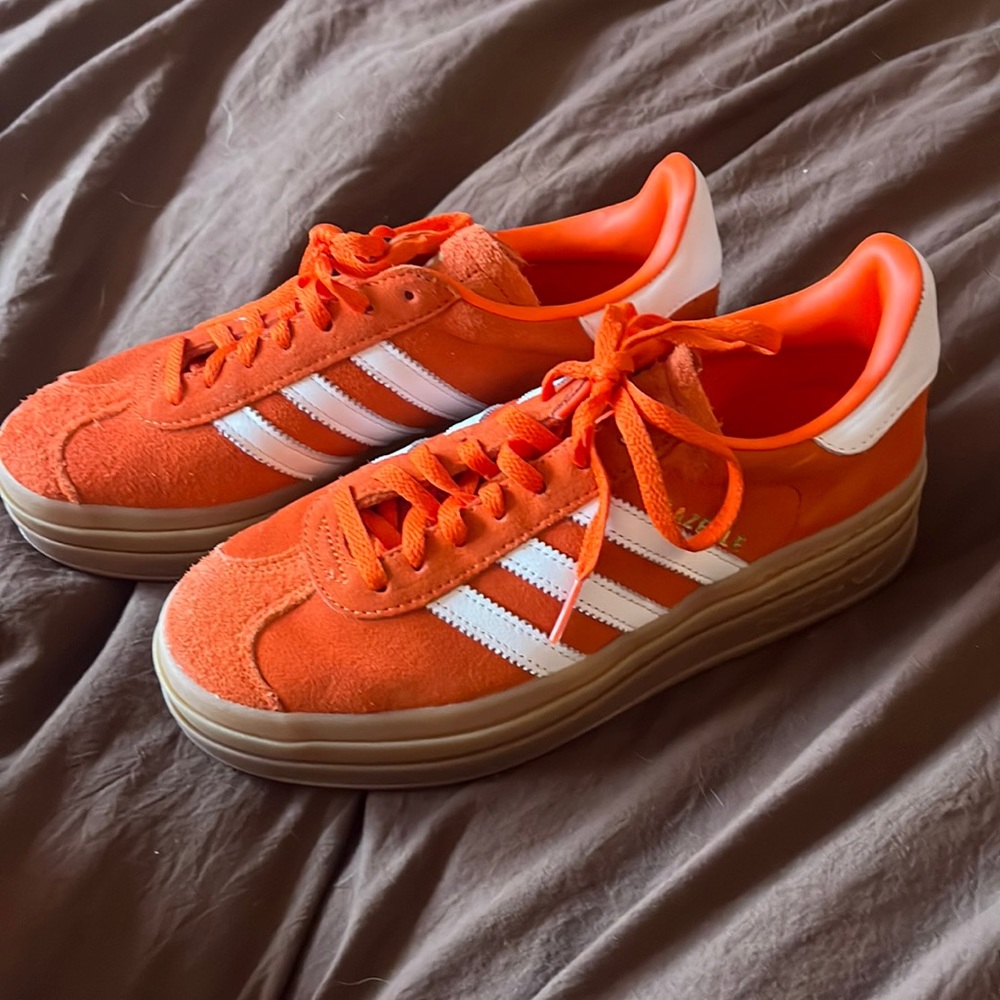 Orange Platform Adidas Gazelles